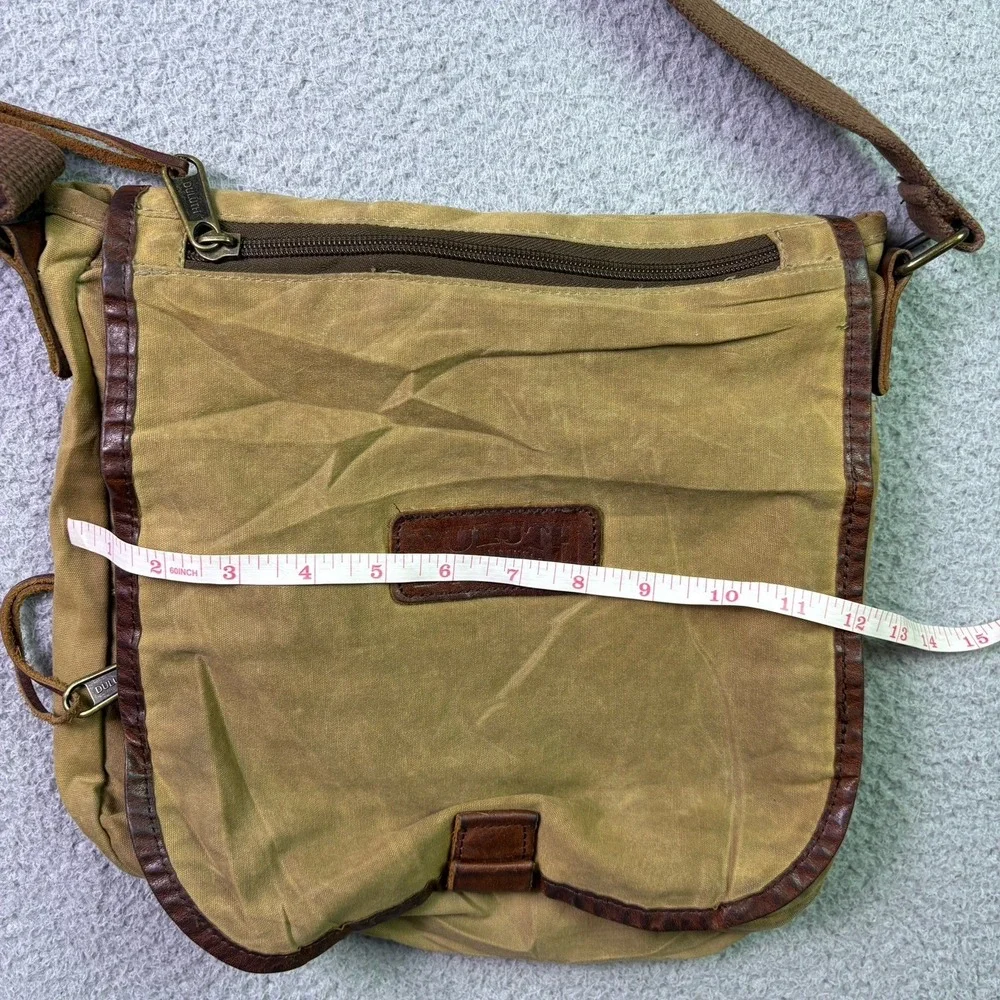Duluth Trading Co Messenger Bag Mens Medium Green Oil Canvas Crossbody Organizer